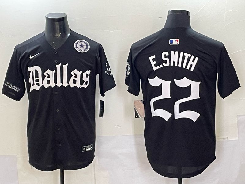 Men 2025 Nike Dallas Cowboys 22 E.Smith Black 5th generation Joint Name Limited NFL Jersey 019
